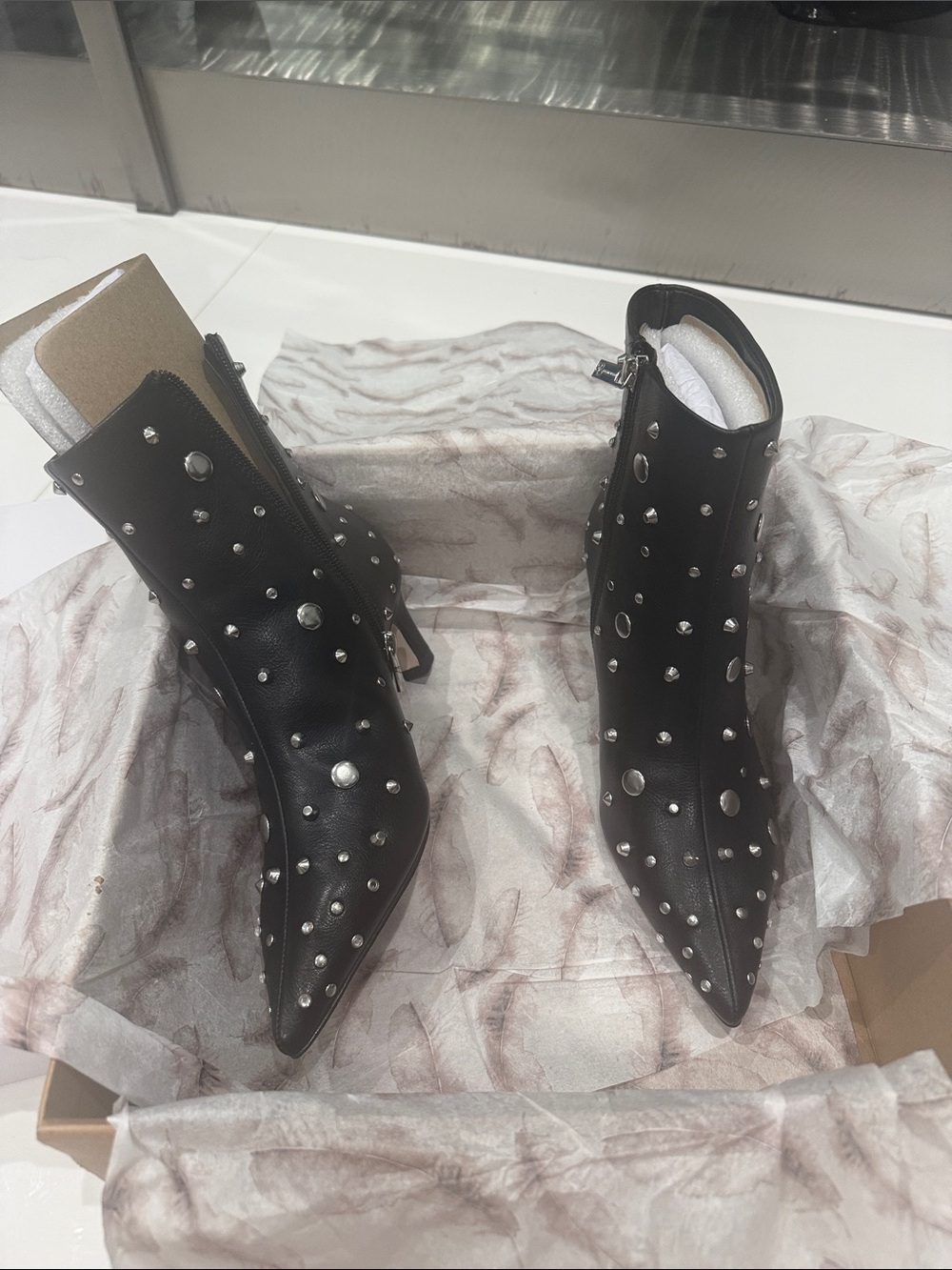 Jessica Simpson Black Pointed Studded Ankle Booties